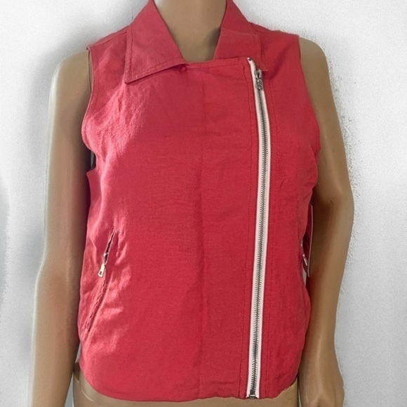 Karen Kane Tops - Karen Kane moto vest jacket size S linen blend